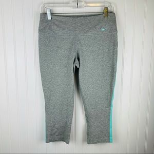 Nike Cropped Workout / Athletic Leggings Gray Teal Medium